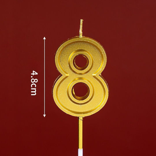 Kuchenkerze Nummer 8 Flippy 4,8 cm Geburtstag Gold