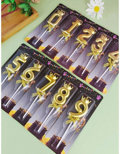 Cake Birthday Candle Number 4 Crown Design Gold Flippy Party