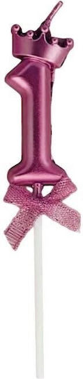 Lumânare Numărul 1 Flippy Coroană Fundiță Design Tort 6 X 2,5 Cm Violet