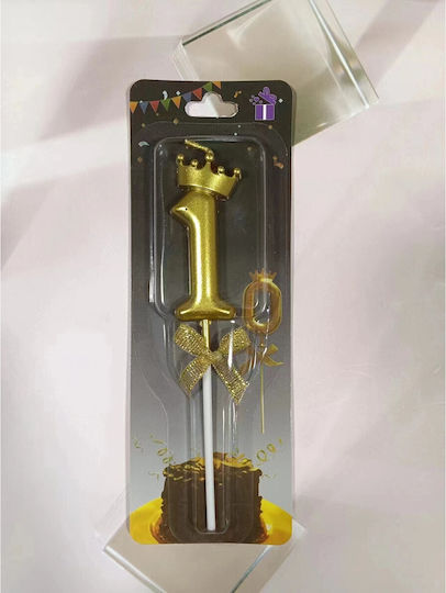 Lumânare De Tort Numărul 1 Design Coroană Auriu Flippy Party