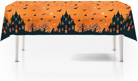 Tablecloth Flippy Foil Halloween Print Haunted House 137 X 183 Cm Orange