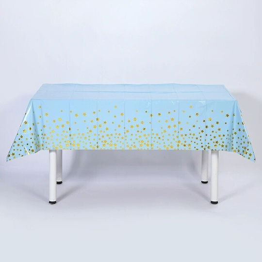 Tablecloth Flippy Foil Gold Stars Print Waterproof 137 X 274 Cm Blue