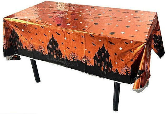 Tablecloth Flippy Foil Halloween Print Haunted House 137 X 183 Cm Orange