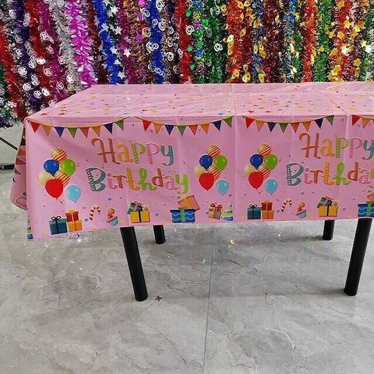 Tablecloth Flippy Foil Happy Birthday Balloon Print 137 X 183 Cm Pink