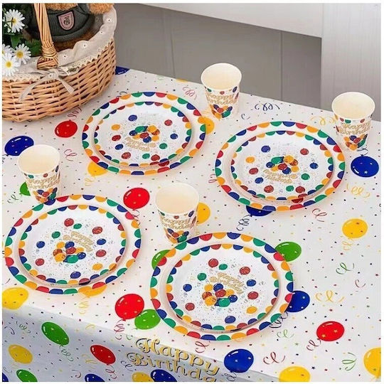 Husă De Masă Flippy Din Peva Print Balon La Mulți Ani 137 X 274 Cm Impermeabilă Rezistentă La Pete Curățare Rapidă Multicoloră