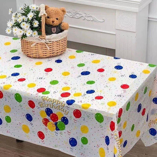Husă De Masă Flippy Din Peva Print Balon La Mulți Ani 137 X 274 Cm Impermeabilă Rezistentă La Pete Curățare Rapidă Multicoloră