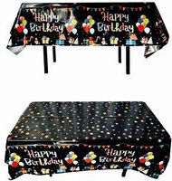 Tablecloth Flippy Foil Happy Birthday Balloon Print 137 X 183 Cm Black