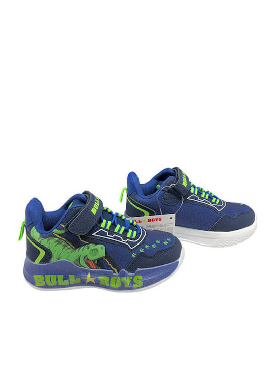 T-rex Παιδικά Sneakers με Σκρατς & Φωτάκια Μπλε