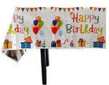 Tablecloth Flippy Foil Happy Birthday Balloon Print 137 X 183 Cm White