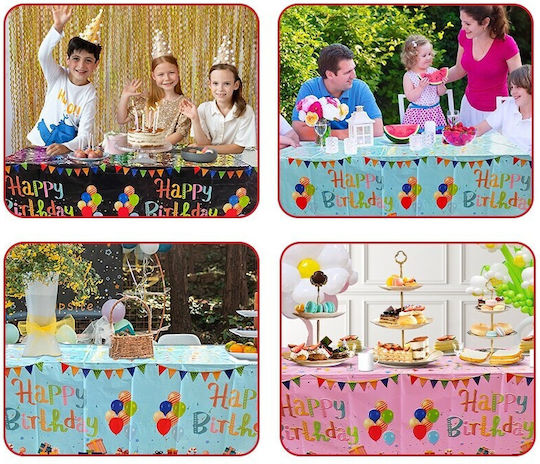 Tablecloth Flippy Foil Happy Birthday Balloon Print 137 X 183 Cm White