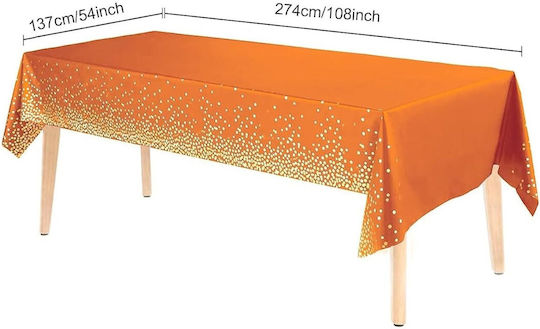 Husă De Masă Pentru Petreceri Flippy Din Peva Aurie Cu Buline Imprimat 137 X 274 Cm Rezistentă La Apă Rezistentă La Pete Curățare Rapidă Portocalie