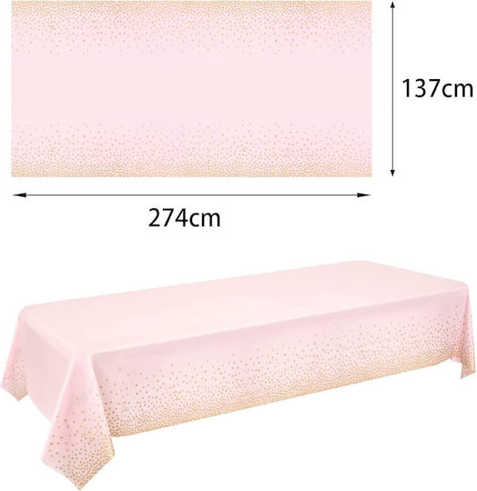 Husă De Masă Pentru Petreceri Flippy Made Peva Aurie Cu Buline Imprimat 137 X 274 Cm Rezistentă La Apă Rezistentă La Pete Curățare Rapidă Roz Deschis