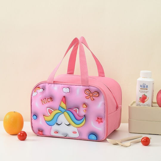 Geantă Izotermică de Prânz de Mână pentru Școală Roz Unicorni 20 x 18 x 27.5cm