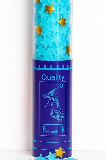 Confetti Cannon Flippy 40 Cm Star Pattern Made Foil Paper Pet Packaging Blue