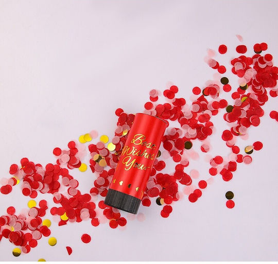 Tun Confetti Flippy Best Wishes 11 X 4 Cm Design Din Hârtie Și Folie Cu Buline Roșii