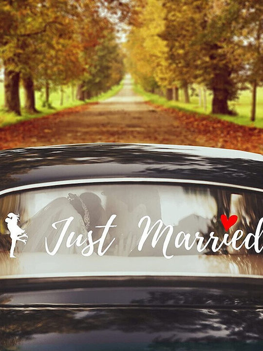 Sticker Klebefläche Flippy Hochzeitsdekorationen Liebhaber Design Just Married Text 50x11.5 Cm Weiß