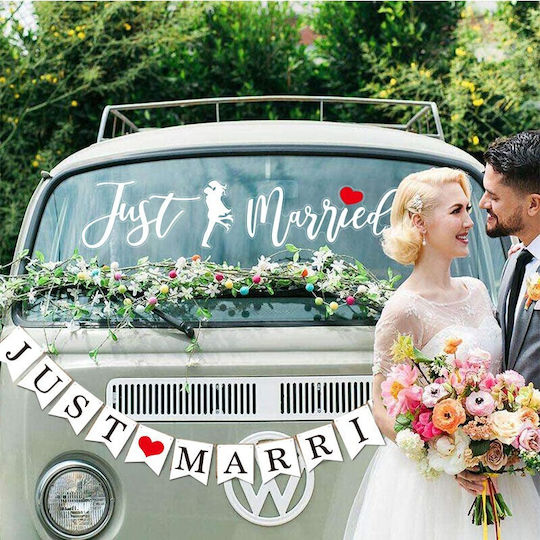 Sticker Klebefläche Flippy Hochzeitsdekorationen Liebhaber Design Just Married Text 50x11.5 Cm Weiß