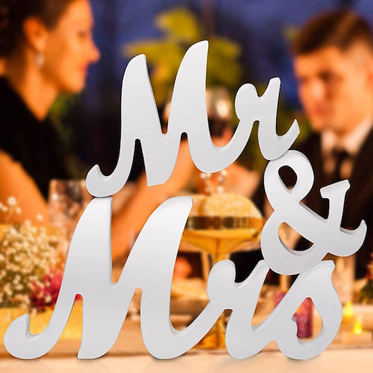 Table Decoration Flippy Mr Mrs Design Wedding Theme 10x20 Cm White