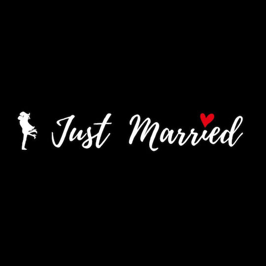 Sticker Klebefläche Flippy Hochzeitsdekorationen Liebhaber Design Just Married Text 50x11.5 Cm Weiß