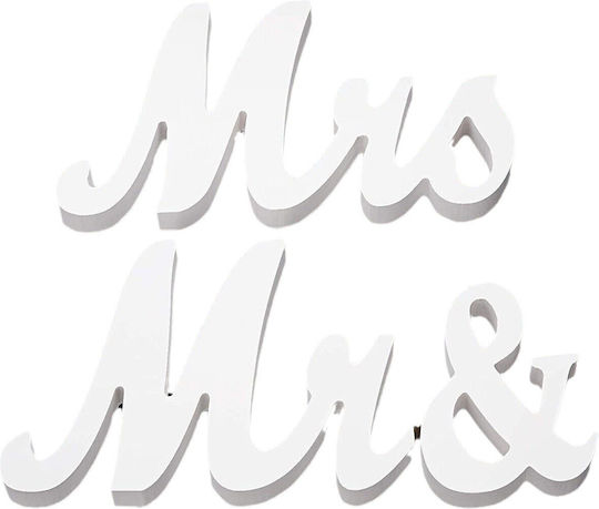 Table Decoration Flippy Mr Mrs Design Wedding Theme 10x20 Cm White