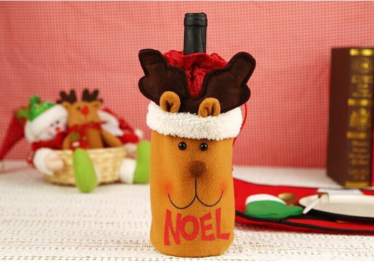 Christmas Bottle Sack Flippy Reindeer Model Accessorized Christmas Party Theme Universal Size 13x28 Cm Brown