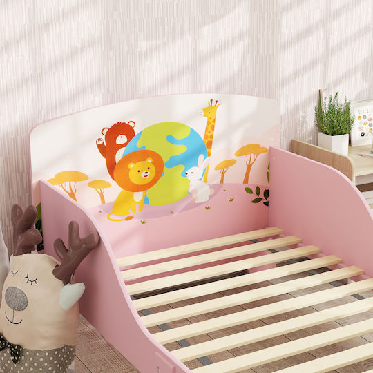 Pat pentru Copii Clasic Single Pink pentru Saltea 70x140cm