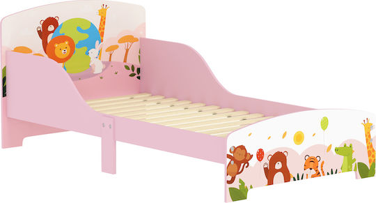 Pat pentru Copii Clasic Single Pink pentru Saltea 70x140cm