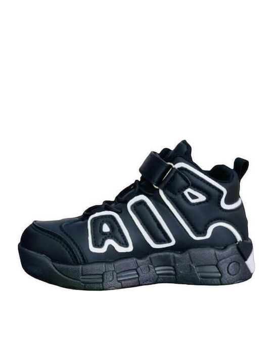 Kids Sneakers High with Scratch & Lights Black