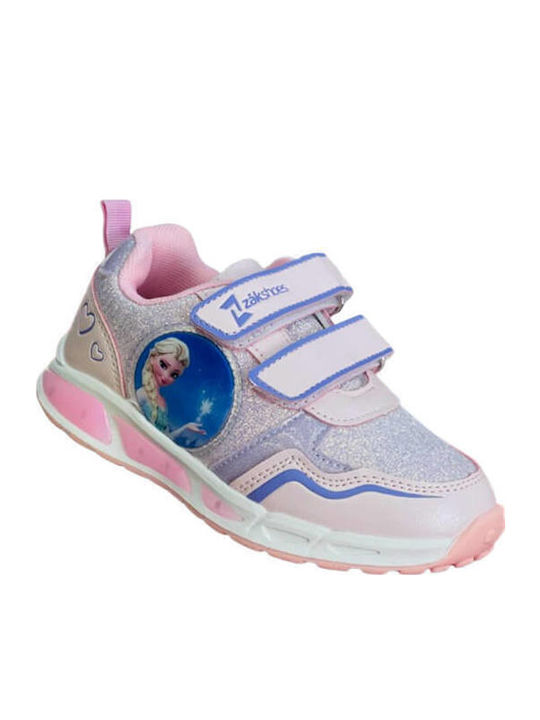 Παιδικά Sneakers με Σκρατς & Φωτάκια Ροζ