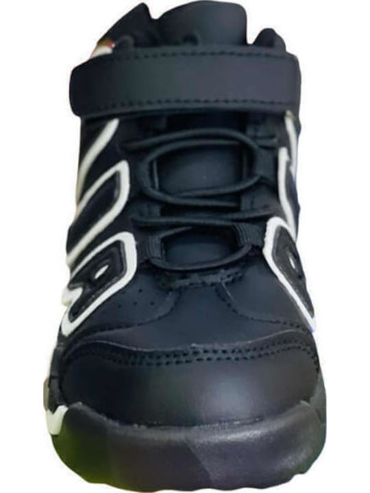 Kids Sneakers High with Scratch & Lights Black