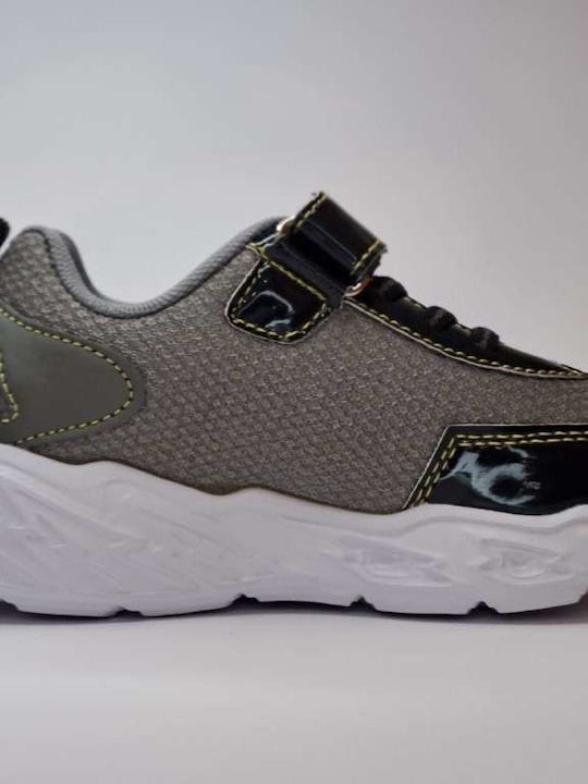 Kids Sneakers with Hoop & Loop Closure and Lights Gray