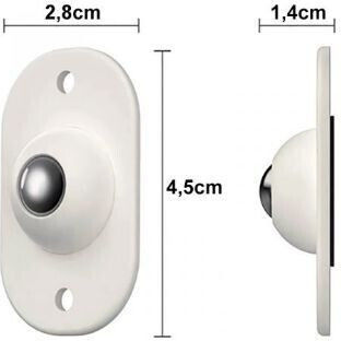 Set 16 Roți Universale Autocolante Flippy Mobilier Rotativ 360 De Grade Ușor De Instalată Abs 4.5x2.8x1.4 Cm Albe