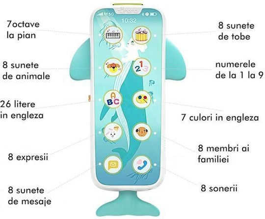 Tumama Kids Jucărie Telefon cu Muzică, Lumină și Sunete pentru 18++ Luni