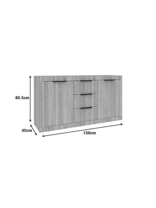 Bufet Doha din Lemn cu Sertare Sonoma Απόχρωση 150x45x80.5cm