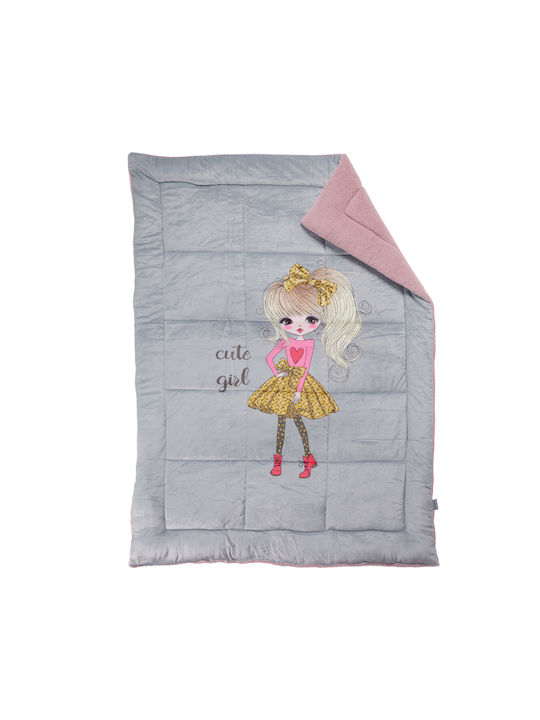 Das Home Παιδικό Κουβερτοπάπλωμα Μονό με Γέμιση Hollowfiber Fashion Girl Grey, Pink 160x220εκ.