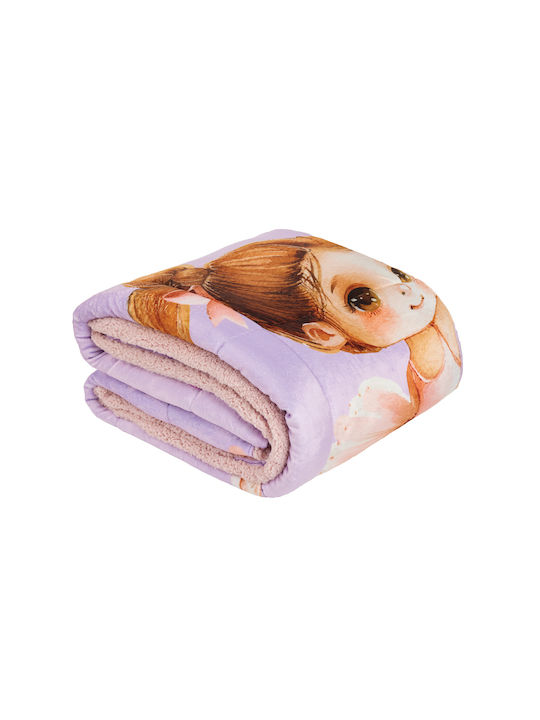 Das Home Kinderbettdecke Einzel mit Hollowfiberfüllung Cute Ballerina Pink, Purple 160x220cm