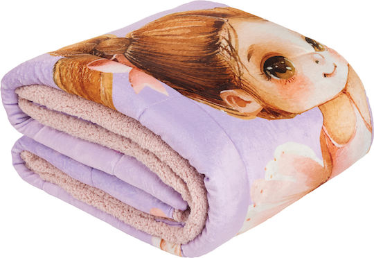 Das Home Kids Duvet Cover Single with Hollowfiber Filling Cute Ballerina Pink, Purple 160x220cm