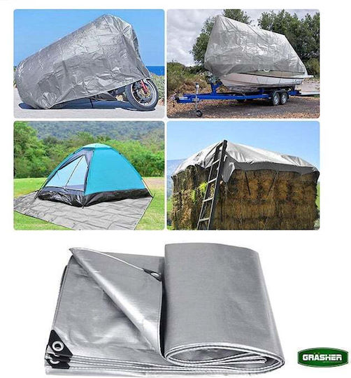 Grasher Waterproof Tarpaulin 190gr/m² 8x5m. Heavy Duty Gray
