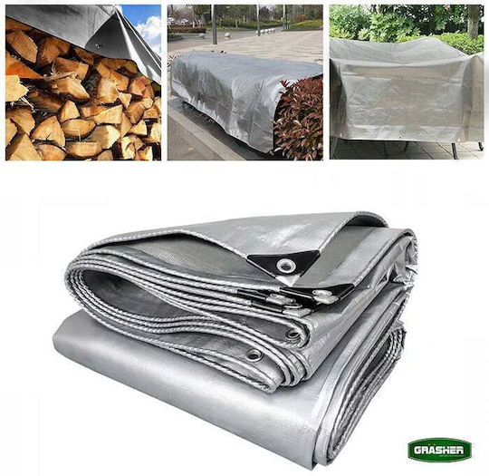 Grasher Waterproof Tarpaulin 190gr/m² 8x5m. Heavy Duty Gray