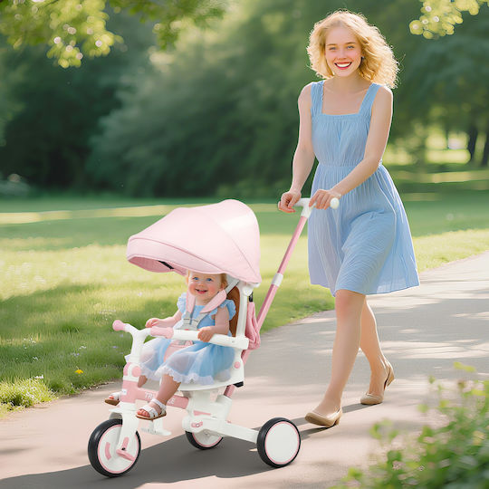 Aiyaplay Foldable & Convertible 5 in 1 Tricycle Bike for 1-3 Years Pink