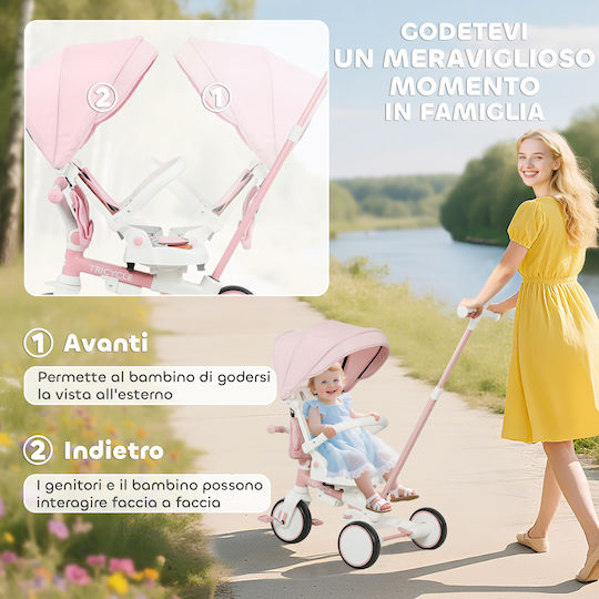 Aiyaplay Foldable & Convertible 5 in 1 Tricycle Bike for 1-3 Years Pink