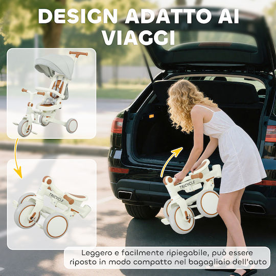 Aiyaplay Foldable and Convertible 5 in 1 Kids Tricycle for 1-3 Years White Cream