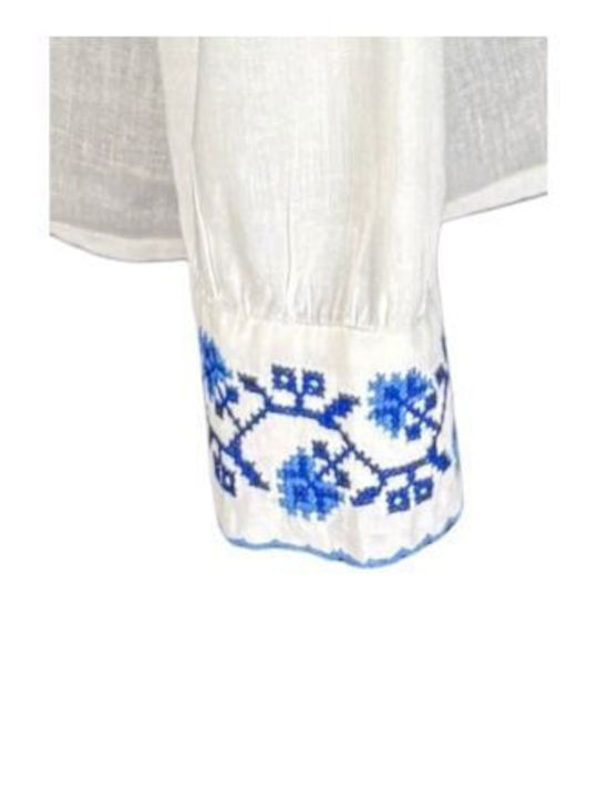Kinderhemd Langarm Optical White, Navy Blue