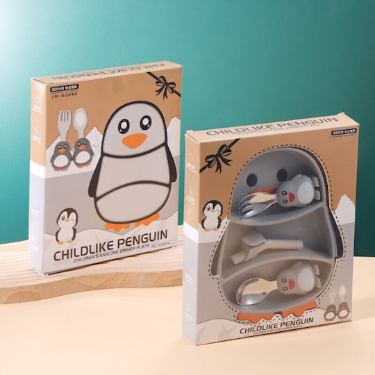 Feeding Set made of Silicone Gray 3pcs