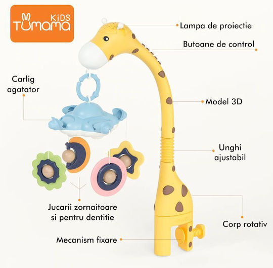 Tumama Kids Mobilă Pătuț cu Muzică și Proiector pentru 0++ Luni