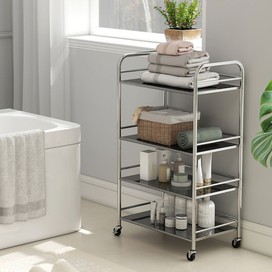 HomCom Multifunctional Kitchen Trolley Silver 60x35x100cm