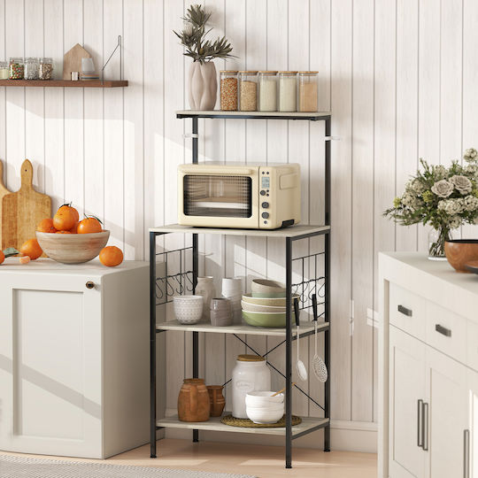 HomCom Kitchen Rack Metallic 4 Tiers Black 60x42x134.5cm