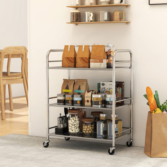 HomCom Küchenwagen Silber 60x35x77cm