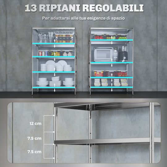 HomCom Küchengestell Silber 91x40x139cm