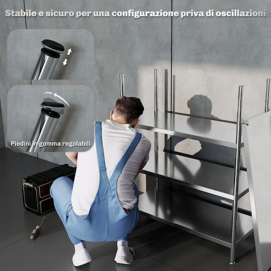 HomCom Ραφιέρα Κουζίνας Ασημί 91x40x108cm